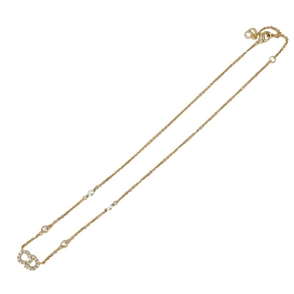Dior D Rhinestone Necklace Cd Gold Christian Clai… - image 4